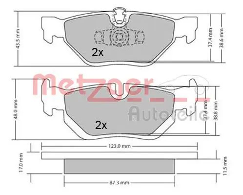 Handler.Part Brake pad set, disc brake METZGER 1170031 1