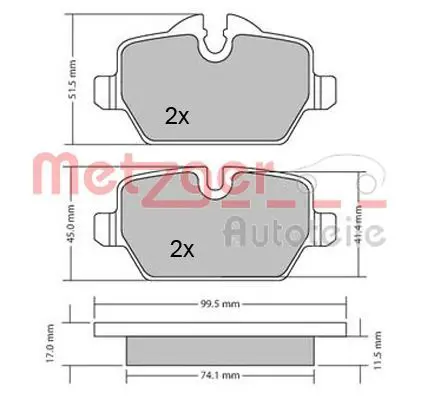 Handler.Part Brake pad set, disc brake METZGER 1170052 1