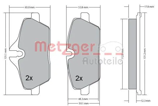 Handler.Part Brake pad set, disc brake METZGER 1170055 1