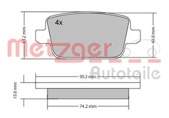 Handler.Part Brake pad set, disc brake METZGER 1170058 1