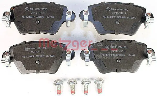 Handler.Part Brake pad set, disc brake METZGER 1170096 2