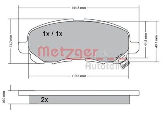 Handler.Part Brake pad set, disc brake METZGER 1170133 1