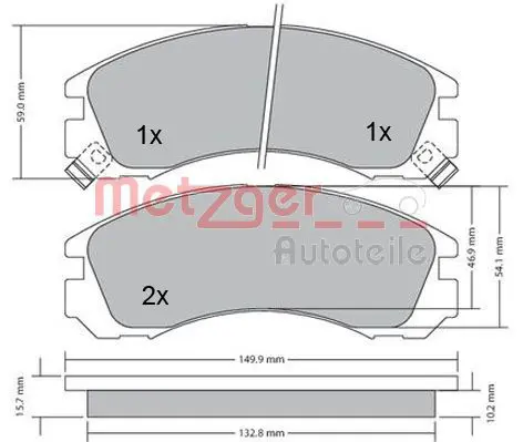 Handler.Part Brake pad set, disc brake METZGER 1170135 1