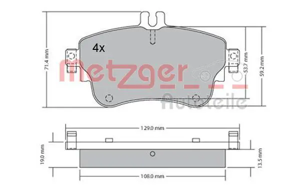 Handler.Part Brake pad set, disc brake METZGER 1170149 1