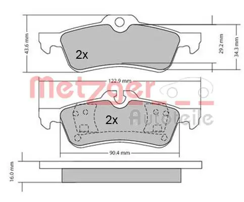 Handler.Part Brake pad set, disc brake METZGER 1170154 1