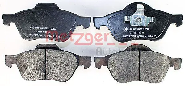 Handler.Part Brake pad set, disc brake METZGER 1170155 2