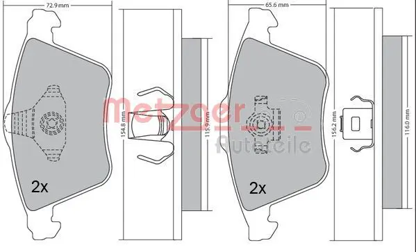 Handler.Part Brake pad set, disc brake METZGER 1170233 1