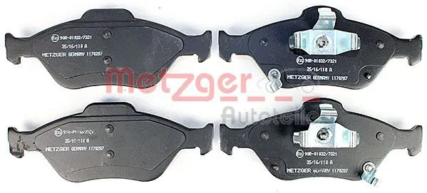 Handler.Part Brake pad set, disc brake METZGER 1170287 2