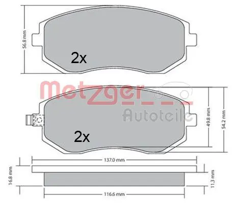 Handler.Part Brake pad set, disc brake METZGER 1170312 1