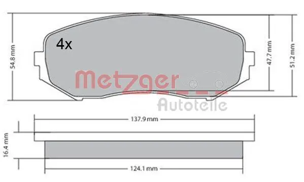 Handler.Part Brake pad set, disc brake METZGER 1170357 1