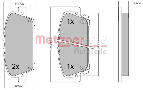 Handler.Part Brake pad set, disc brake METZGER 1170384 1