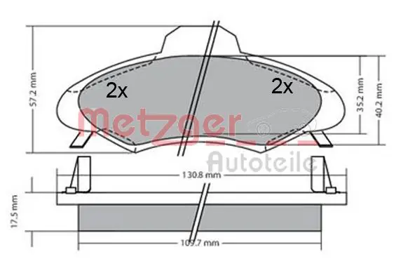 Handler.Part Brake pad set, disc brake METZGER 1170395 1