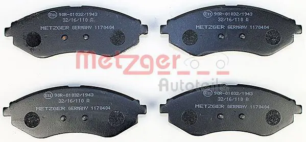 Handler.Part Brake pad set, disc brake METZGER 1170404 2