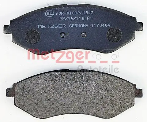 Handler.Part Brake pad set, disc brake METZGER 1170404 3