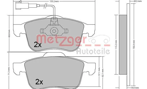 Handler.Part Brake pad set, disc brake METZGER 1170424 1