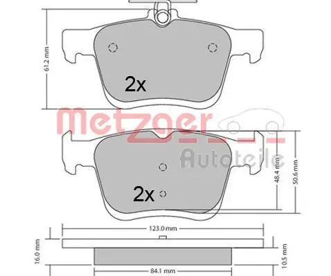 Handler.Part Brake pad set, disc brake METZGER 1170470 1