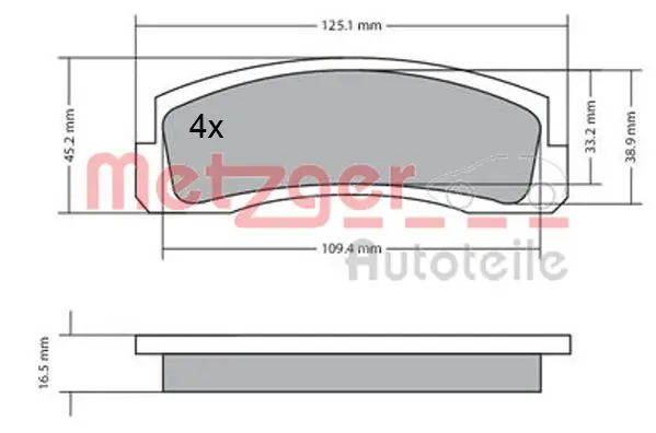 Handler.Part Brake pad set, disc brake METZGER 1170511 1