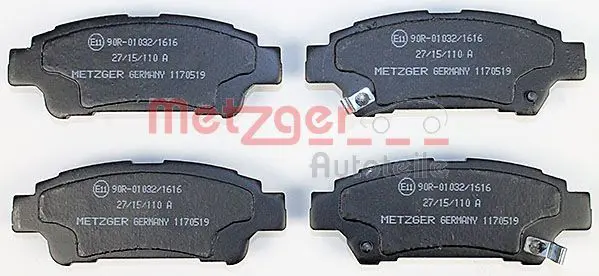 Handler.Part Brake pad set, disc brake METZGER 1170519 2