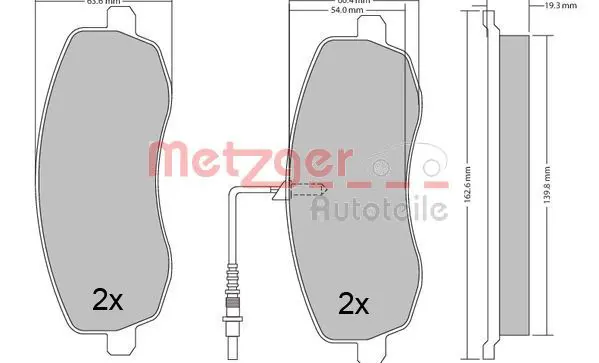 Handler.Part Brake pad set, disc brake METZGER 1170563 1