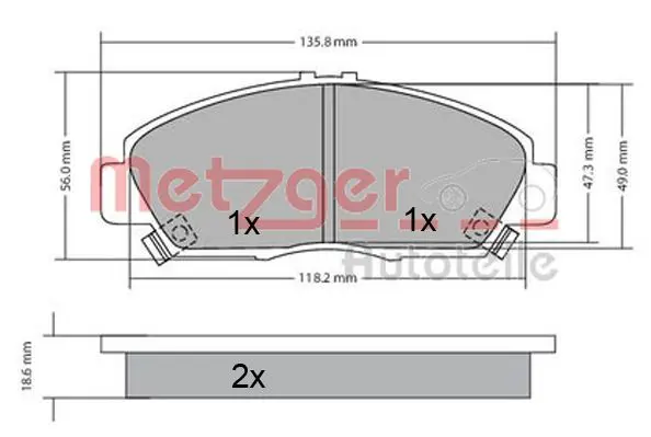 Handler.Part Brake pad set, disc brake METZGER 1170576 1