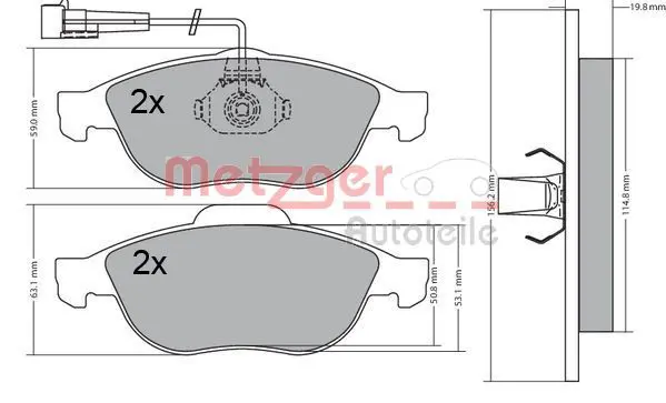 Handler.Part Brake pad set, disc brake METZGER 1170630 1