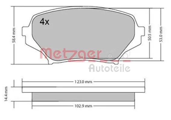 Handler.Part Brake pad set, disc brake METZGER 1170589 1