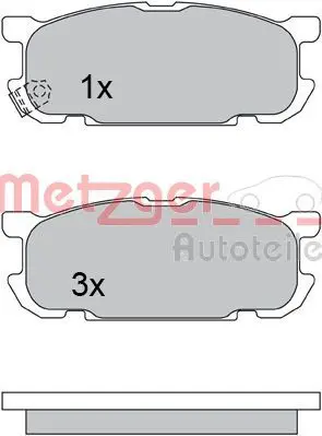 Handler.Part Brake pad set, disc brake METZGER 1170613 1