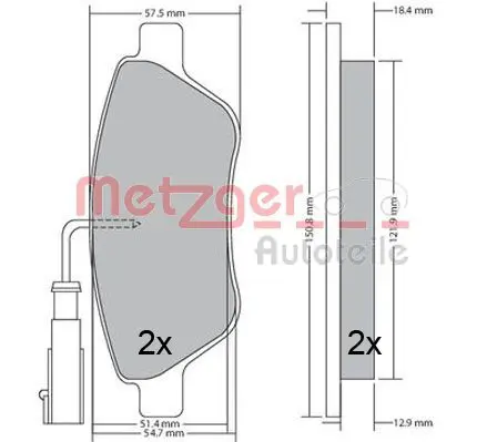 Handler.Part Brake pad set, disc brake METZGER 1170615 1