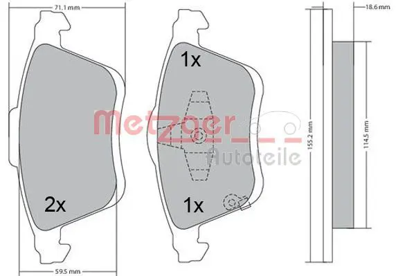 Handler.Part Brake pad set, disc brake METZGER 1170635 1