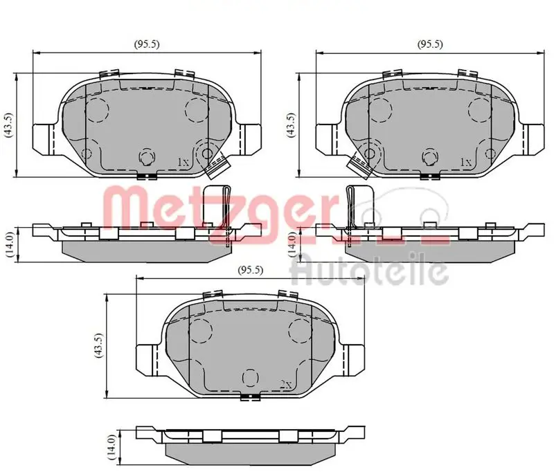 Handler.Part Brake pad set, disc brake METZGER 1170818 1