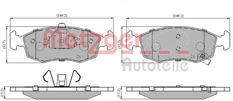 Handler.Part Brake pad set, disc brake METZGER 1170822 1