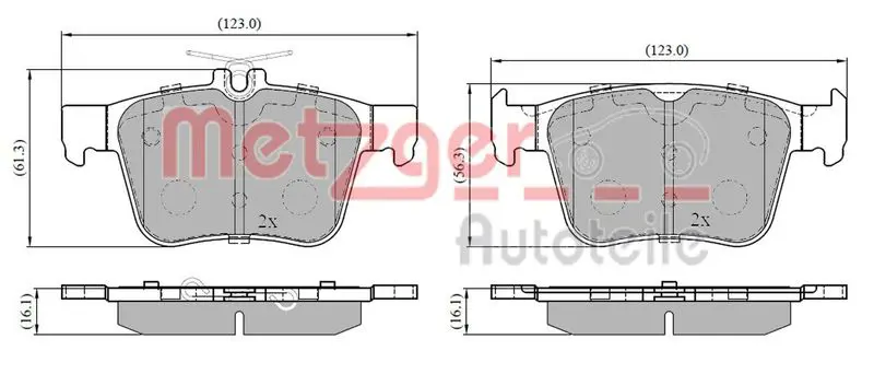 Handler.Part Brake pad set, disc brake METZGER 1170829 1