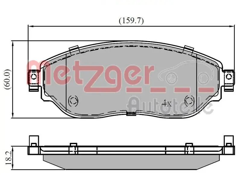 Handler.Part Brake pad set, disc brake METZGER 1170834 1