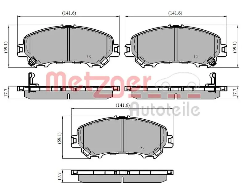 Handler.Part Brake pad set, disc brake METZGER 1170835 1