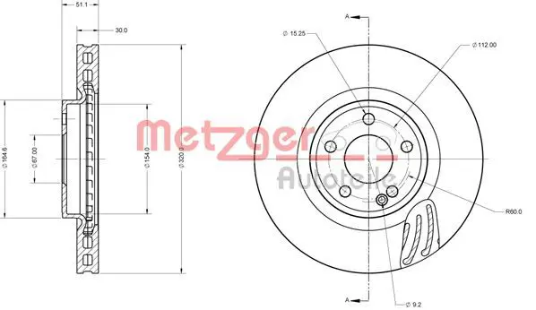 Handler.Part Brake disc METZGER 6110746 1