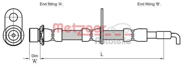 Handler.Part Brake hose METZGER 4110001 1