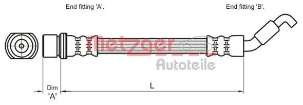 Handler.Part Brake hose METZGER 4110033 1