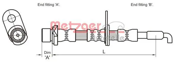 Handler.Part Brake hose METZGER 4110029 1