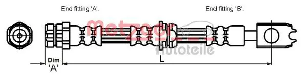 Handler.Part Brake hose METZGER 4116204 2