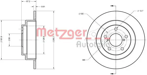 Handler.Part Brake disc METZGER 6110110 1