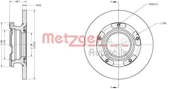 Handler.Part Brake disc METZGER 6110205 1