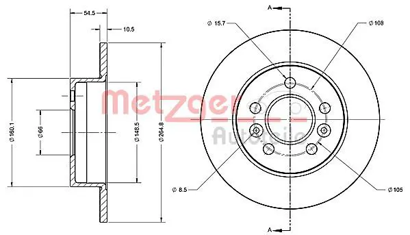 Handler.Part Brake disc METZGER 6110273 1