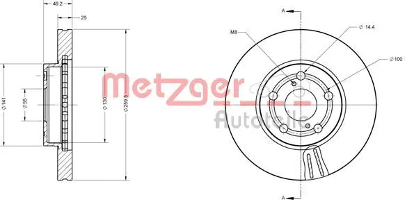 Handler.Part Brake disc METZGER 6110280 1