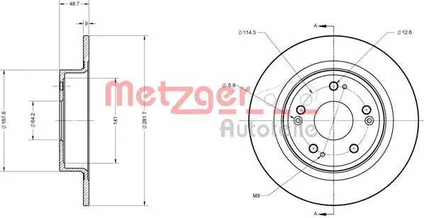 Handler.Part Brake disc METZGER 6110426 1