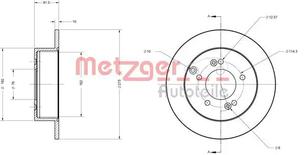 Handler.Part Brake disc METZGER 6110459 1