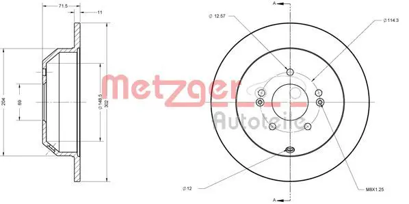 Handler.Part Brake disc METZGER 6110460 1