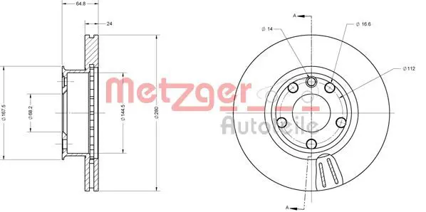 Handler.Part Brake disc METZGER 6110484 1