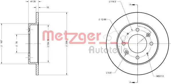 Handler.Part Brake disc METZGER 6110510 1