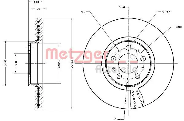 Handler.Part Brake disc METZGER 6110521 1