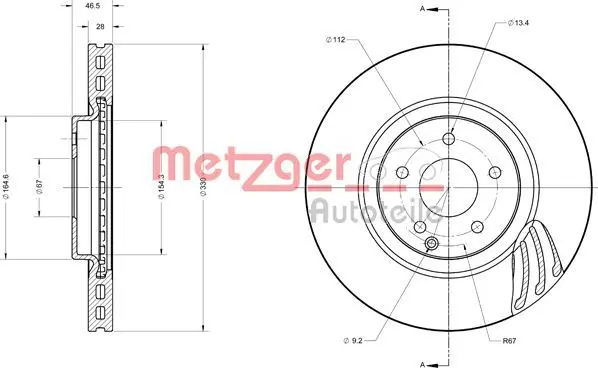 Handler.Part Brake disc METZGER 6110553 1